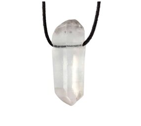 Bergkristal hanger dubbelpunt ruw doorboord Bergkristal hanger dubbelpunt ruw doorboord