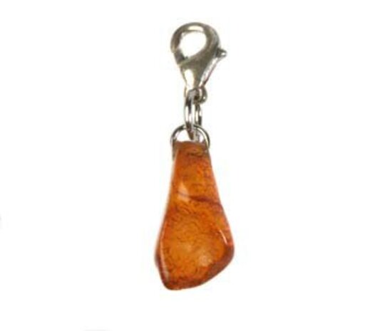 Barnsteen bedeltje met sterling zilveren slotje Barnsteen bedeltje met sterling zilveren slotje