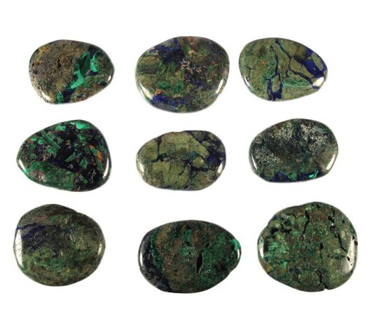 Azuriet-malachiet steen plat gepolijst Azuriet-malachiet steen plat gepolijst