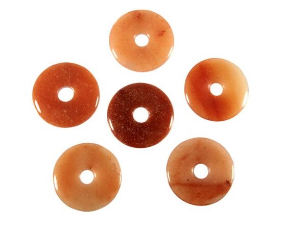 Aventurijn (oranje/rood) hanger donut 3 cm