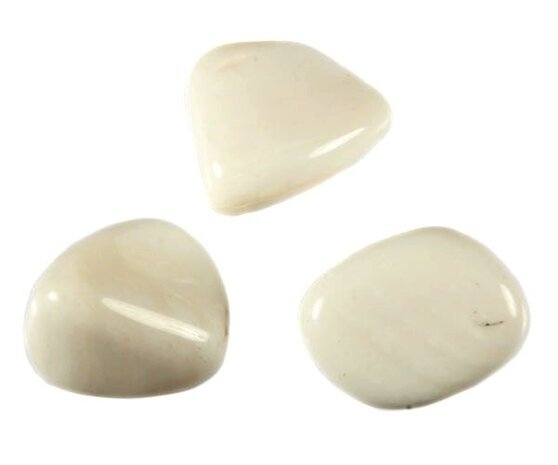 Aragoniet (wit) steen getrommeld 5 - 10 gram Aragoniet (wit) steen getrommeld 5 - 10 gram