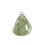 Prehniet met toermalijn hanger met zilveren oogje Prehniet met toermalijn hanger met zilveren oogje