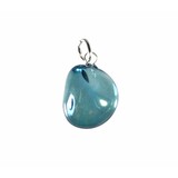 Aqua aura hanger getrommeld met zilveren oogje Aqua aura hanger getrommeld met zilveren oogje