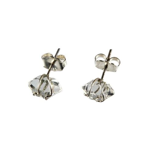 Zilveren oorstekers Herkimer diamant gewrapt Zilveren oorstekers Herkimer diamant gewrapt