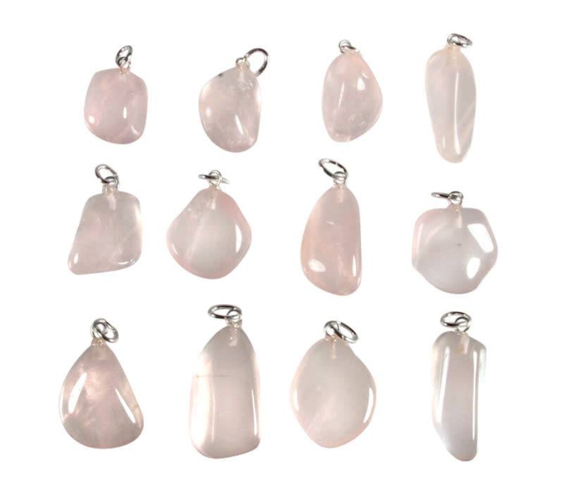 Rozenkwarts hanger met zilveren oogje