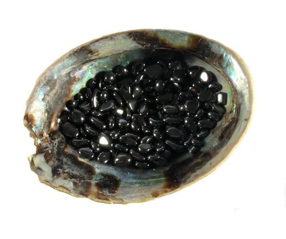 Abalone schelp met hematiet ontlaad mix