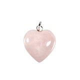 Rozenkwarts hanger hart 15 mm met zilveren oogje Rozenkwarts hanger hart 15 mm met zilveren oogje