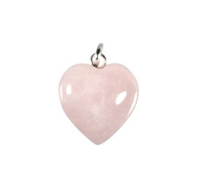 Rozenkwarts hanger hart 15 mm met zilveren oogje Rozenkwarts hanger hart 15 mm met zilveren oogje