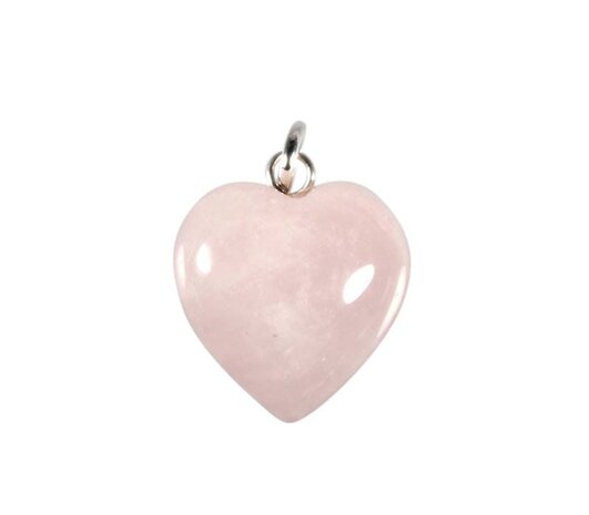 Rozenkwarts hanger hart 15 mm met zilveren oogje Rozenkwarts hanger hart 15 mm met zilveren oogje