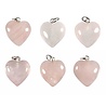 Rozenkwarts hanger hart 15 mm met zilveren oogje Rozenkwarts hanger hart 15 mm met zilveren oogje