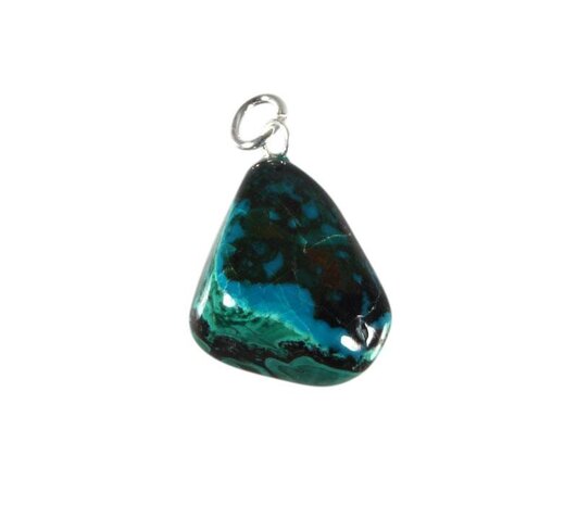 Chrysocolla met malachiet hanger met zilveren oogje