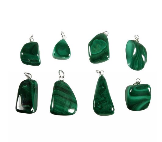 Malachiet hanger met zilveren oogje Malachiet hanger met zilveren oogje