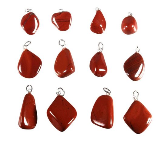 Jaspis (rood) hanger met zilveren oogje Jaspis (rood) hanger met zilveren oogje