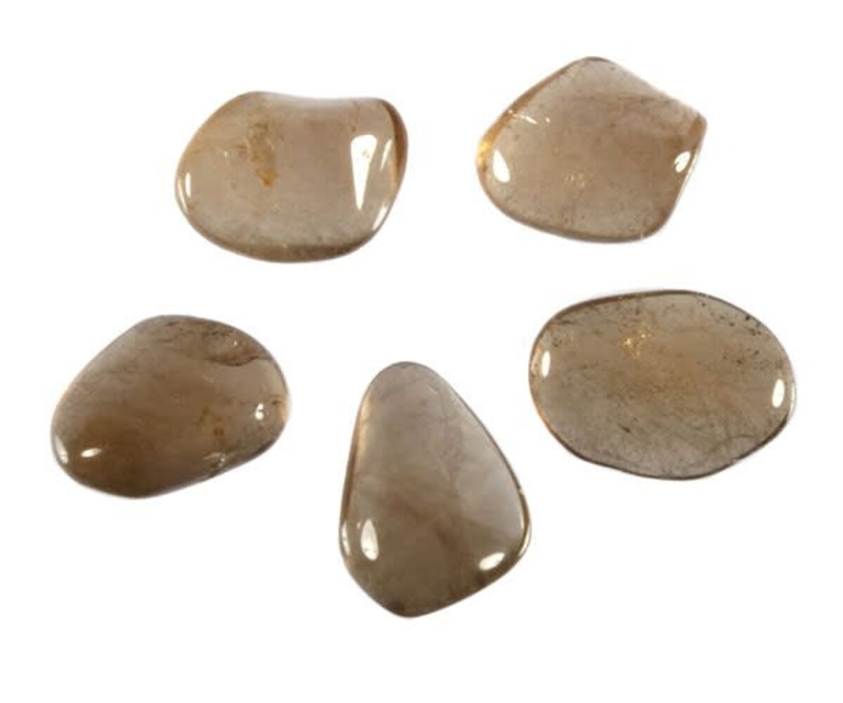 Citrien met rookkwarts (smokey citrien) steen getrommeld 2 - 5 gram Citrien met rookkwarts (smokey citrien) steen getrommeld 2 - 5 gram