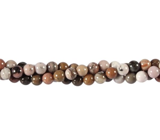 Versteend hout kralen rond 6 mm (streng van 40 cm)