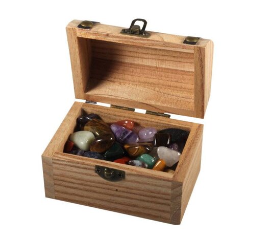 Schatkistje klein gevuld met stenen mix (150 gram) Schatkistje klein gevuld met stenen mix (150 gram)