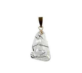 Toermalijnkwarts hanger met 14k gouden oogje Toermalijnkwarts hanger met 14k gouden oogje