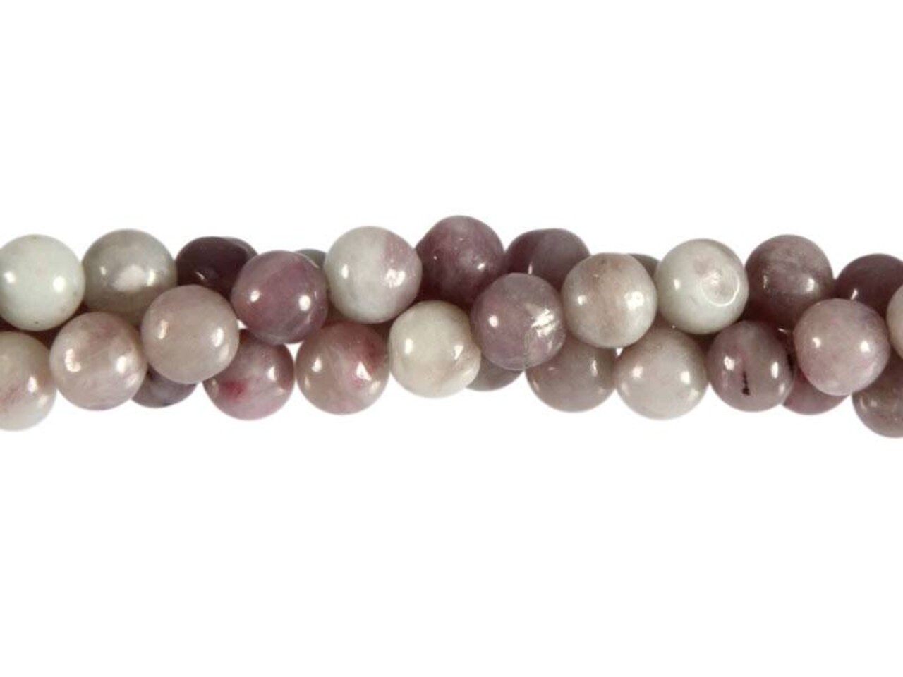 Toermalijn (roze) met lepidoliet (unicorn stone) kralen rond 6 mm (streng van 40 cm)