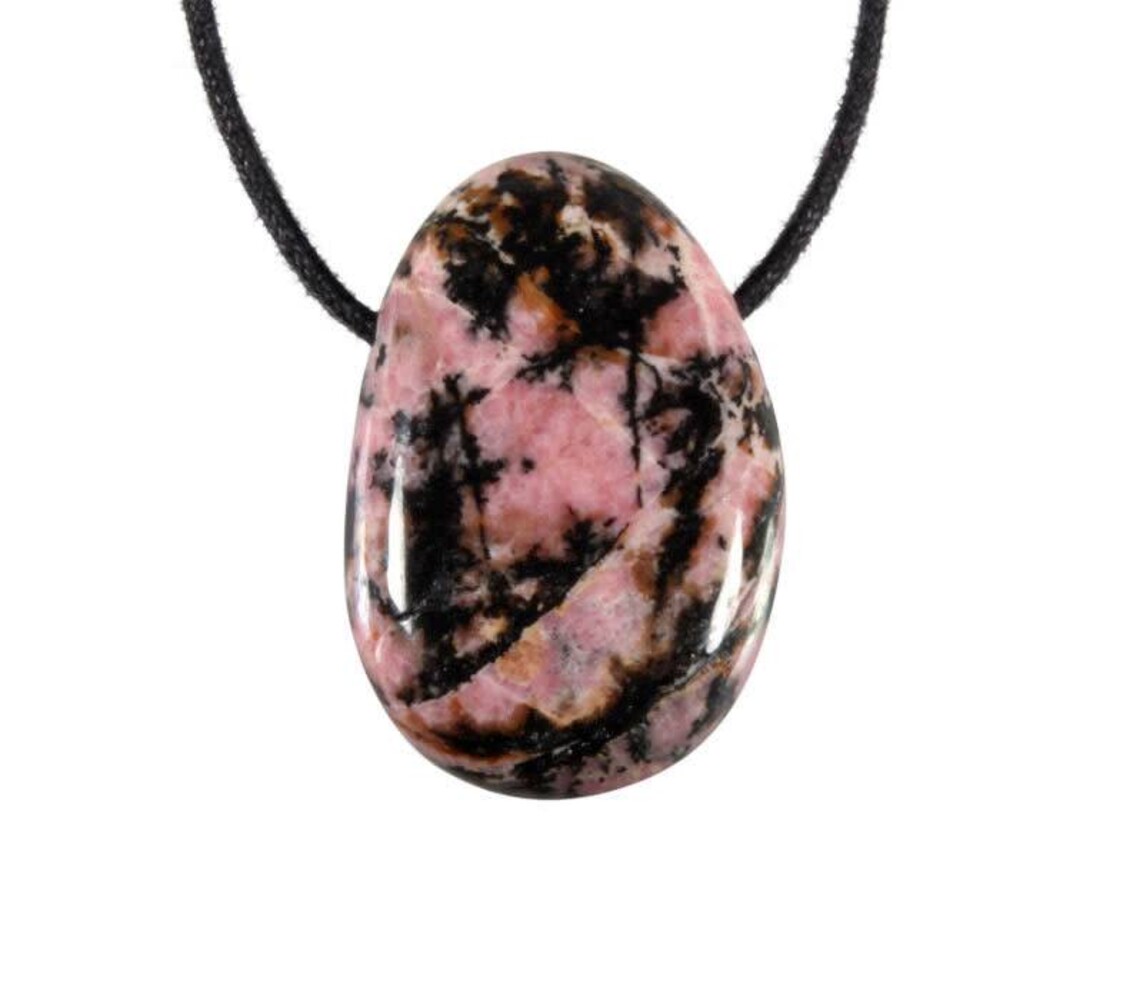Rhodoniet (roze met zwart) hanger doorboord Rhodoniet (roze met zwart) hanger doorboord