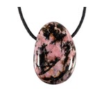 Rhodoniet (roze met zwart) hanger doorboord Rhodoniet (roze met zwart) hanger doorboord