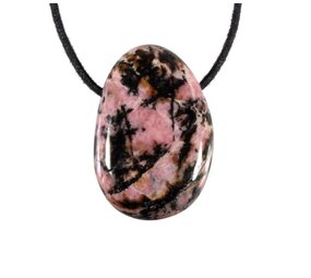 Rhodoniet (roze met zwart) hanger doorboord Rhodoniet (roze met zwart) hanger doorboord