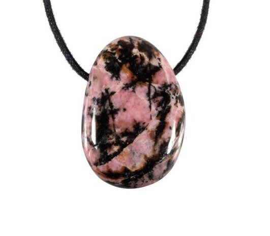 Rhodoniet (roze met zwart) hanger doorboord Rhodoniet (roze met zwart) hanger doorboord