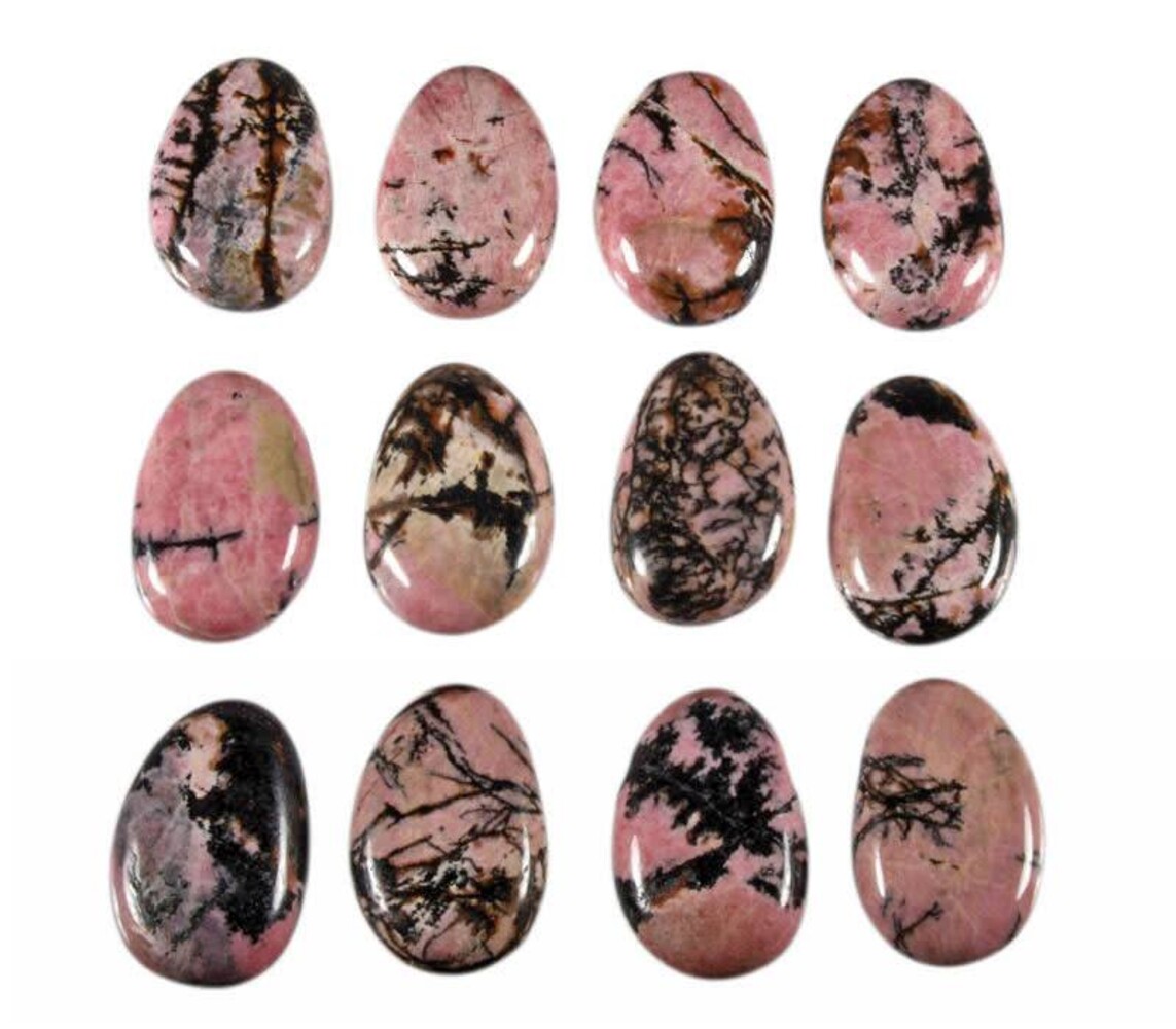 Rhodoniet (roze met zwart) hanger doorboord Rhodoniet (roze met zwart) hanger doorboord