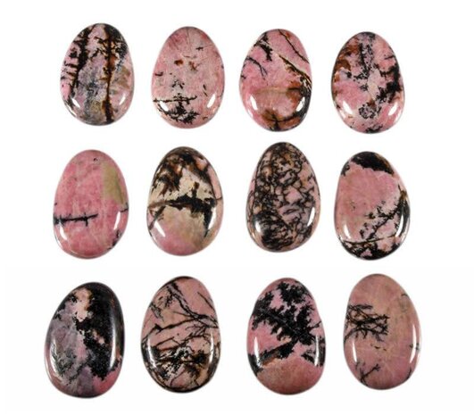 Rhodoniet (roze met zwart) hanger doorboord Rhodoniet (roze met zwart) hanger doorboord