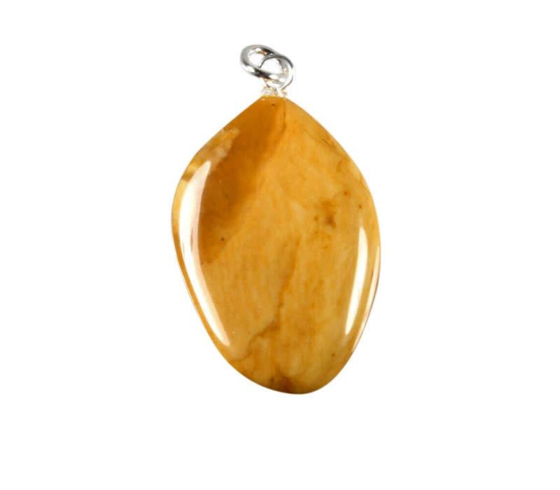 Jaspis (geel) hanger met zilveren oogje Jaspis (geel) hanger met zilveren oogje