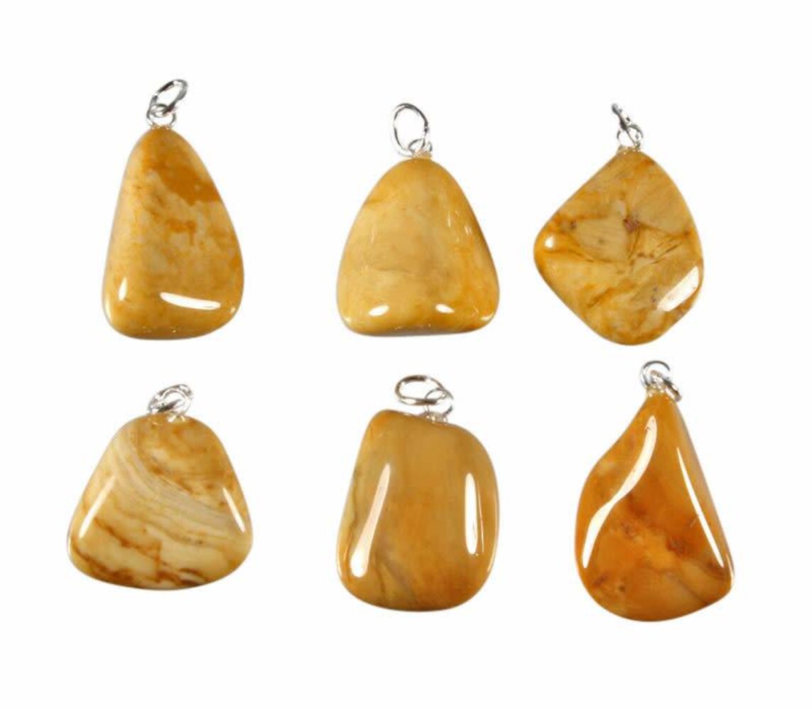 Jaspis (geel) hanger met zilveren oogje Jaspis (geel) hanger met zilveren oogje