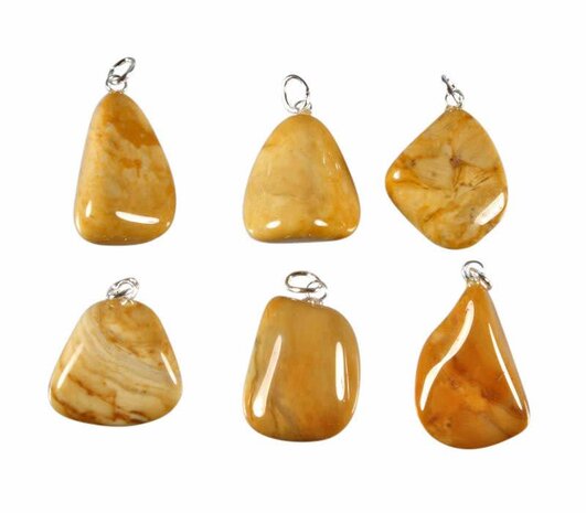 Jaspis (geel) hanger met zilveren oogje Jaspis (geel) hanger met zilveren oogje