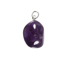 Amethist hanger met zilveren oogje