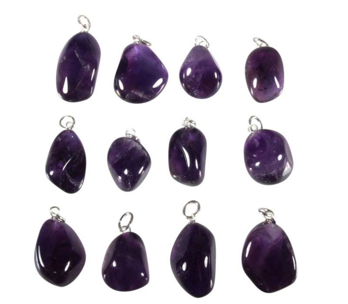 Amethist hanger met zilveren oogje