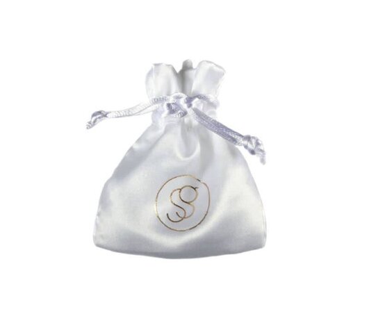 Buideltje satijn wit logo Spiritual Garden Buideltje satijn wit logo Spiritual Garden