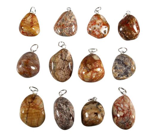 Jaspis (imperial) hanger met zilveren oogje