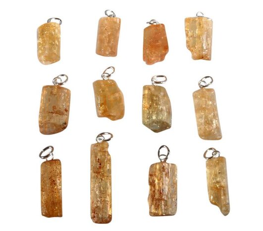 Goudtopaas hanger kristal met zilveren oogje Goudtopaas hanger kristal met zilveren oogje