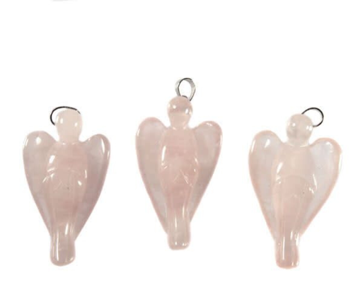 Rozenkwarts hanger engel groot Rozenkwarts hanger engel groot