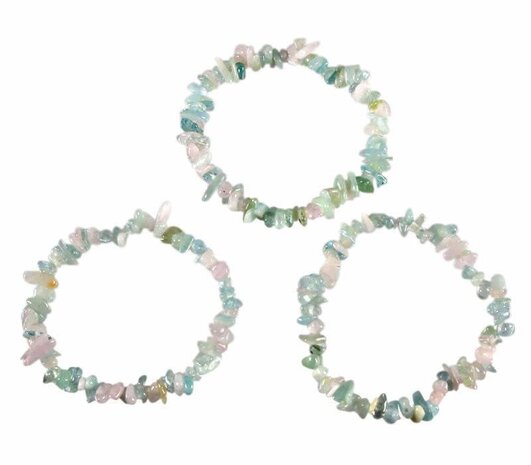 Aquamarijn, beryl en morganiet armband split