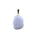 Chalcedoon (blauw) hanger met 14k gouden oogje Chalcedoon (blauw) hanger met 14k gouden oogje