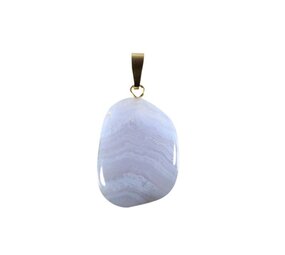 Chalcedoon (blauw) hanger met 14k gouden oogje Chalcedoon (blauw) hanger met 14k gouden oogje