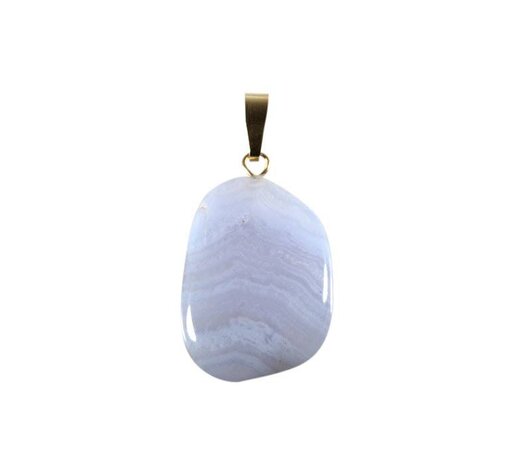Chalcedoon (blauw) hanger met 14k gouden oogje Chalcedoon (blauw) hanger met 14k gouden oogje
