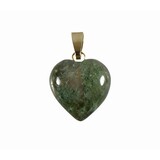 Mosagaat hanger hart met 14k gouden oogje Mosagaat hanger hart met 14k gouden oogje