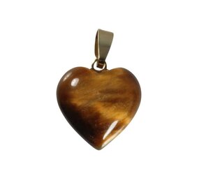 Tijgeroog hanger hart met 14k gouden oogje Tijgeroog hanger hart met 14k gouden oogje