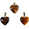 Tijgeroog hanger hart met 14k gouden oogje Tijgeroog hanger hart met 14k gouden oogje