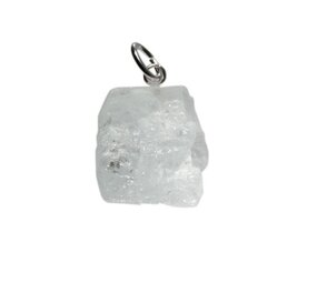 Aquamarijn (lichtblauw) hanger ruw met zilveren oogje