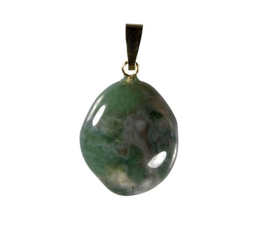 Mosagaat hanger met 14k gouden oogje