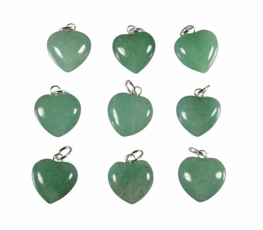 Aventurijn hanger hart 15 mm met zilveren oogje Aventurijn hanger hart 15 mm met zilveren oogje