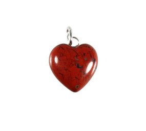 Jaspis (rood) hanger hart 15 mm met zilveren oogje Jaspis (rood) hanger hart 15 mm met zilveren oogje
