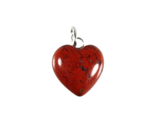 Jaspis (rood) hanger hart 15 mm met zilveren oogje