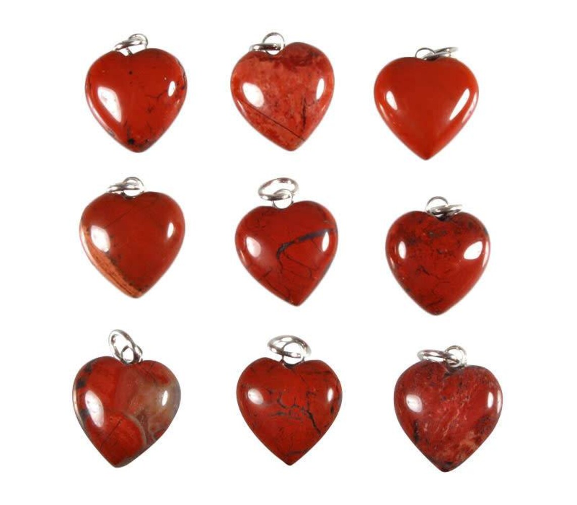 Jaspis (rood) hanger hart 15 mm met zilveren oogje